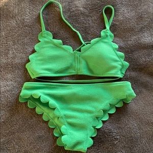 Scallop Trim Green Bikini